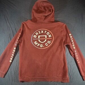 Brixton Supply Co CREST HOODED SWEATSHIRT Large Logo Spellout Pullover Hoodie